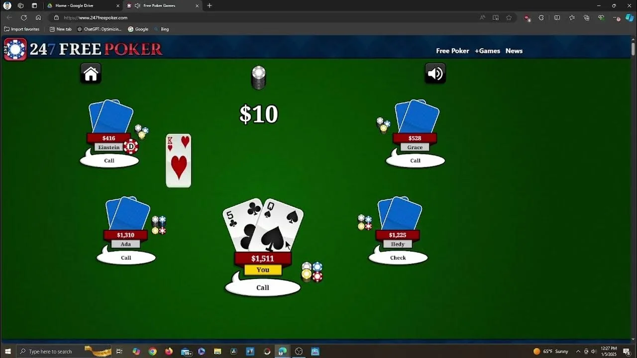 Winning poker hands in order